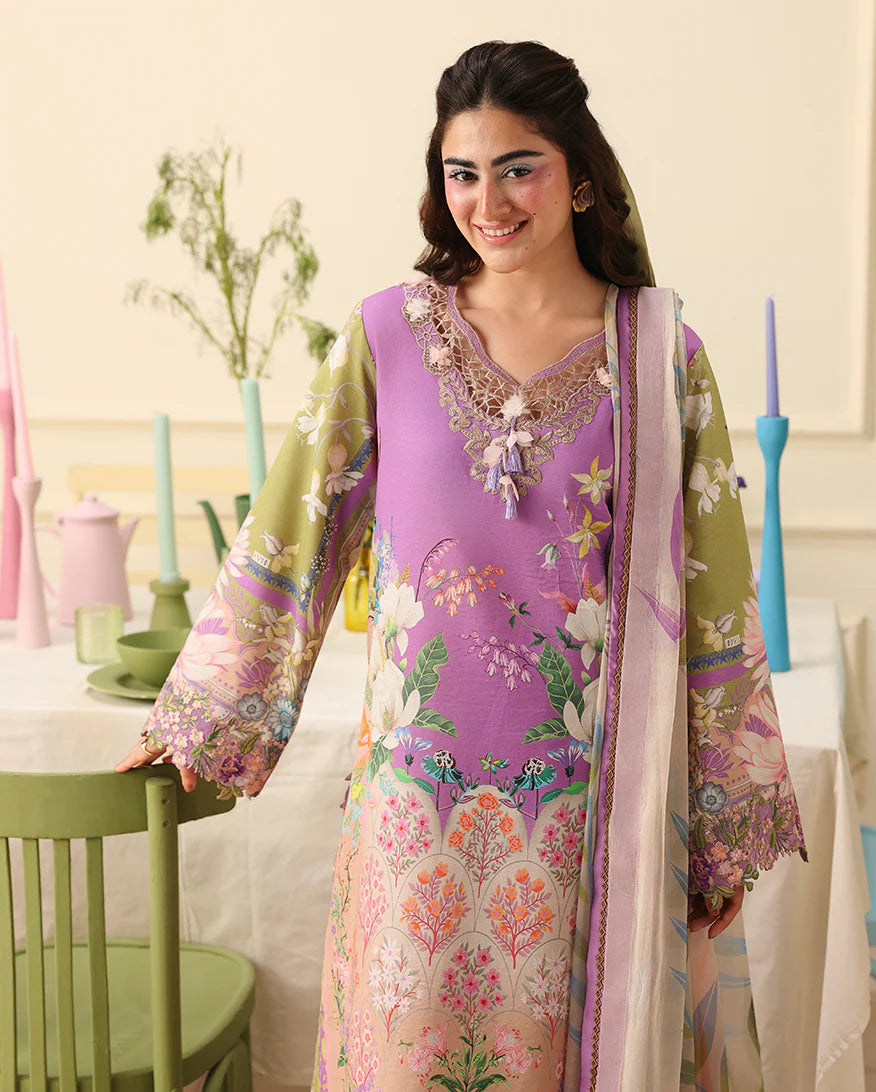Mushq Soleil 3 Piece stitched Lawn Suit (Lilac Whim)