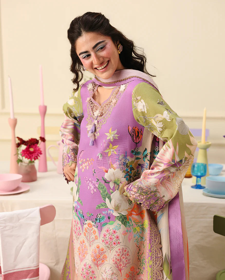 Mushq Soleil 3 Piece stitched Lawn Suit (Lilac Whim)
