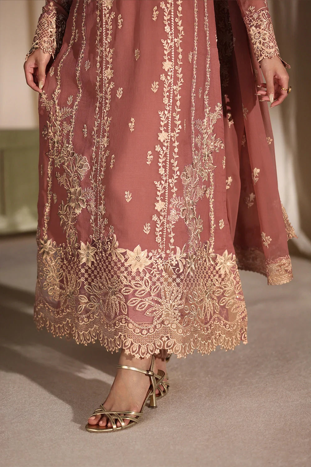 Azure Luxe Embroidered 3 Piece Unstitched Suit (Lilywood)