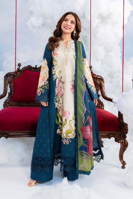 MariaB MBasics-Embroidered Lawn 3 Piece Unstitched Suit with Chiffon Dupatta (D05B)