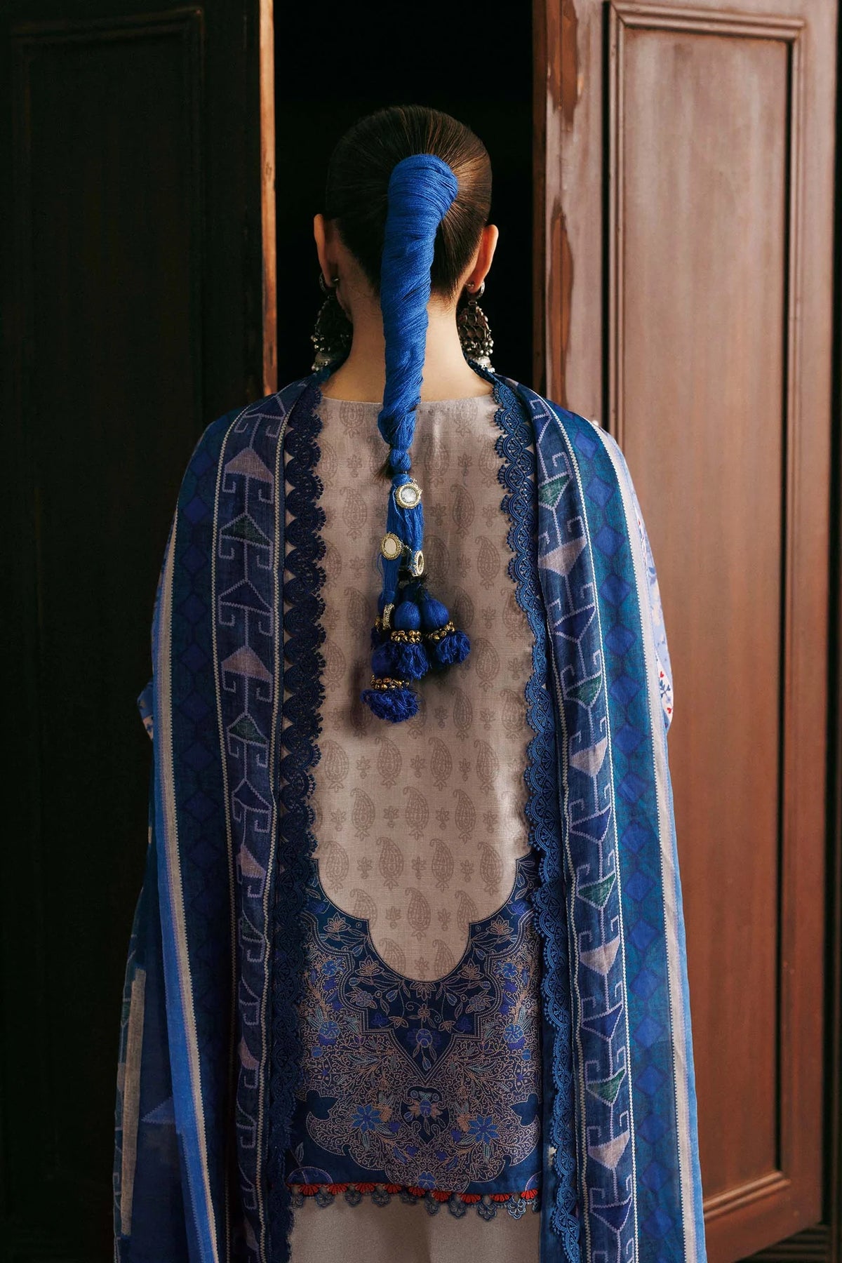 Maria.B M Basics 3 Piece Unstitched Embroidered Slub Khaddar Suit (1A)