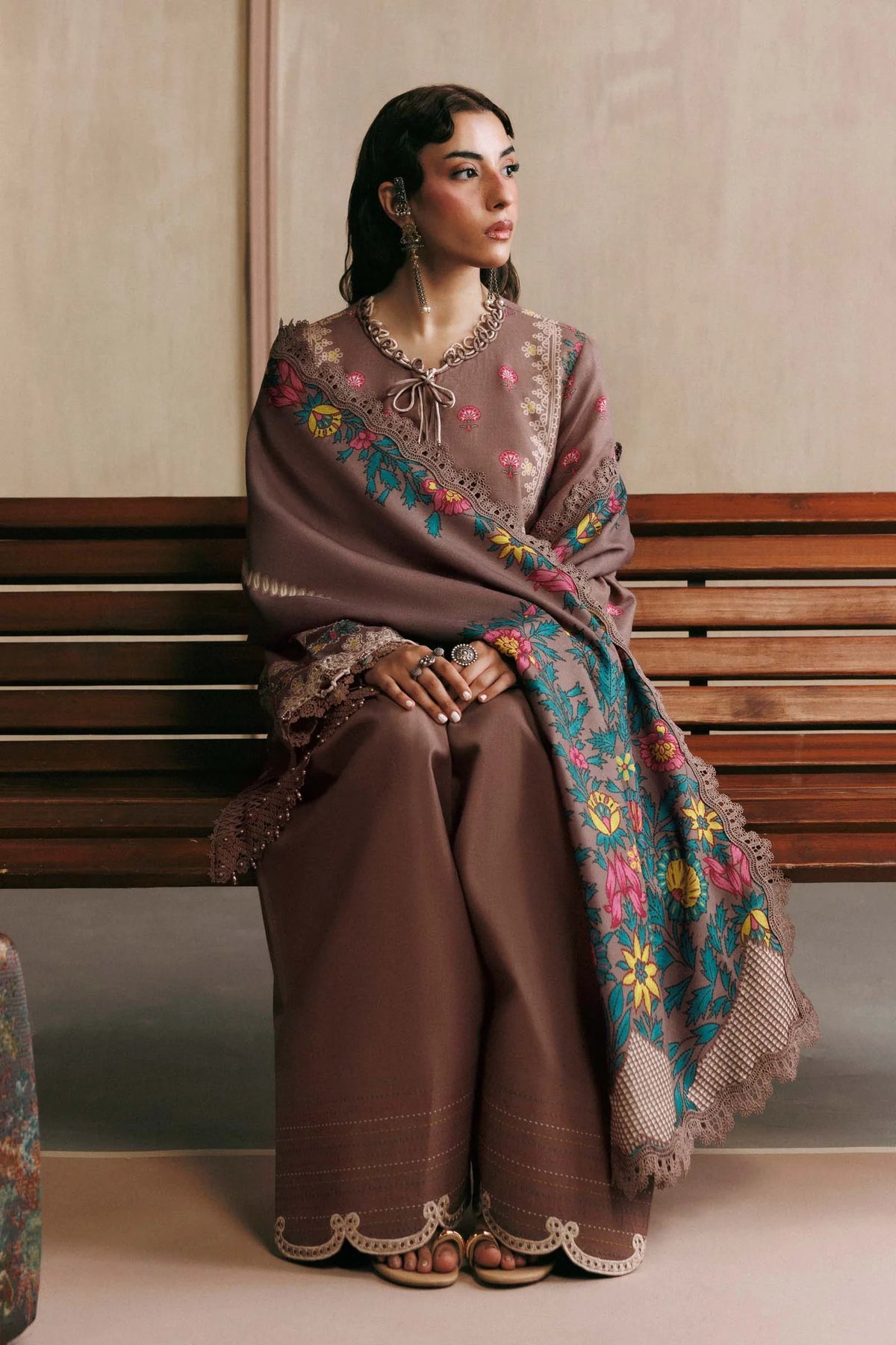 Maria.B M Basics 3 Piece Unstitched Embroidered Slub Khaddar Suit (3A)