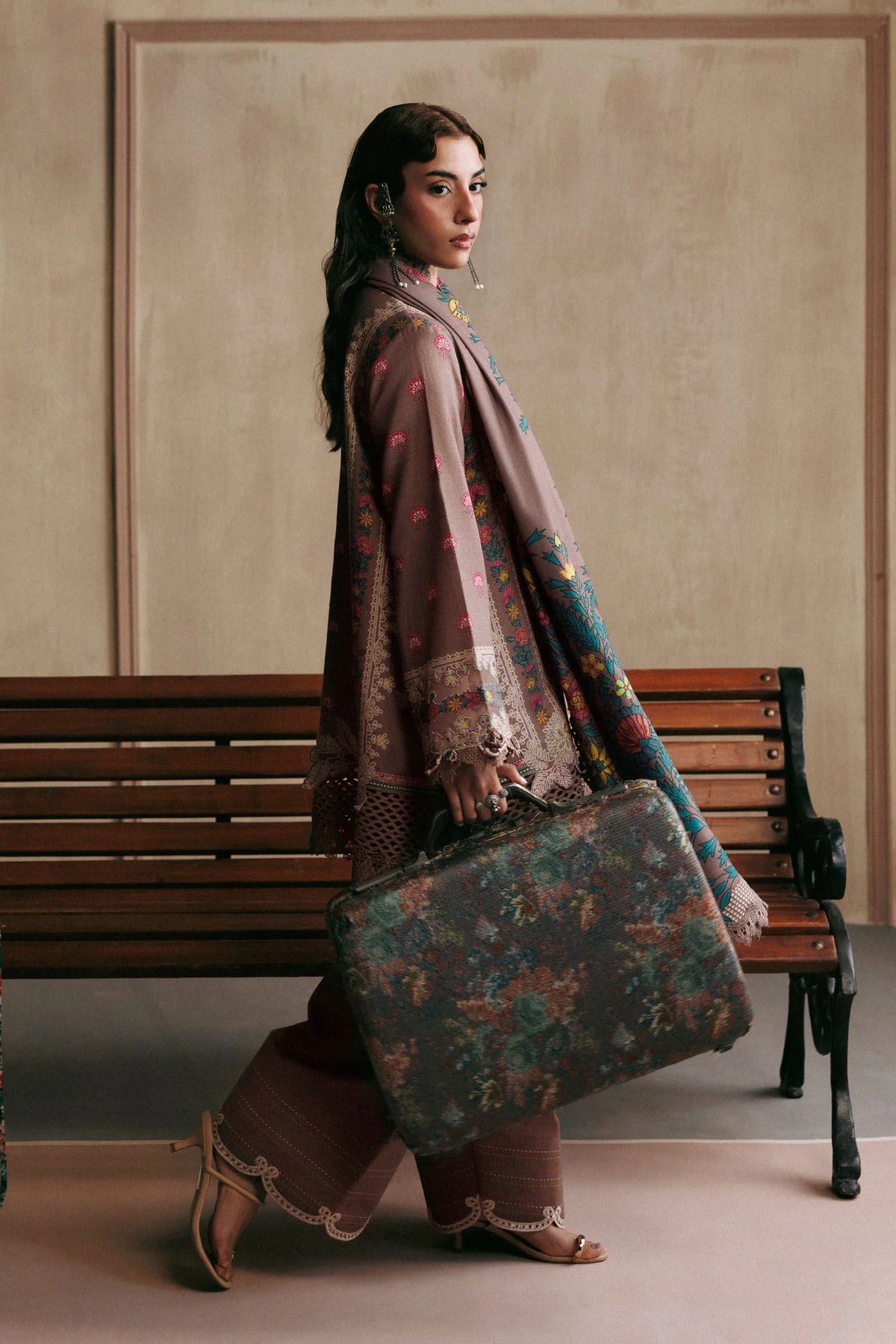 Maria.B M Basics 3 Piece Unstitched Embroidered Slub Khaddar Suit (3A)