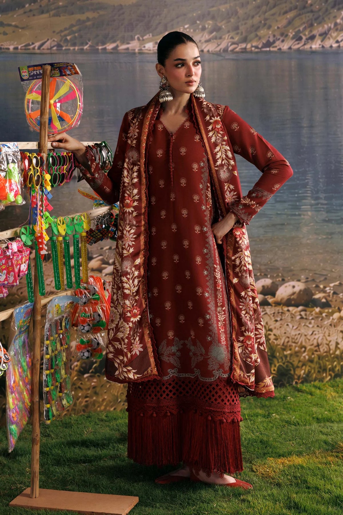 Maria.B M Basics 3 Piece Unstitched Embroidered Slub Khaddar Suit (3B)