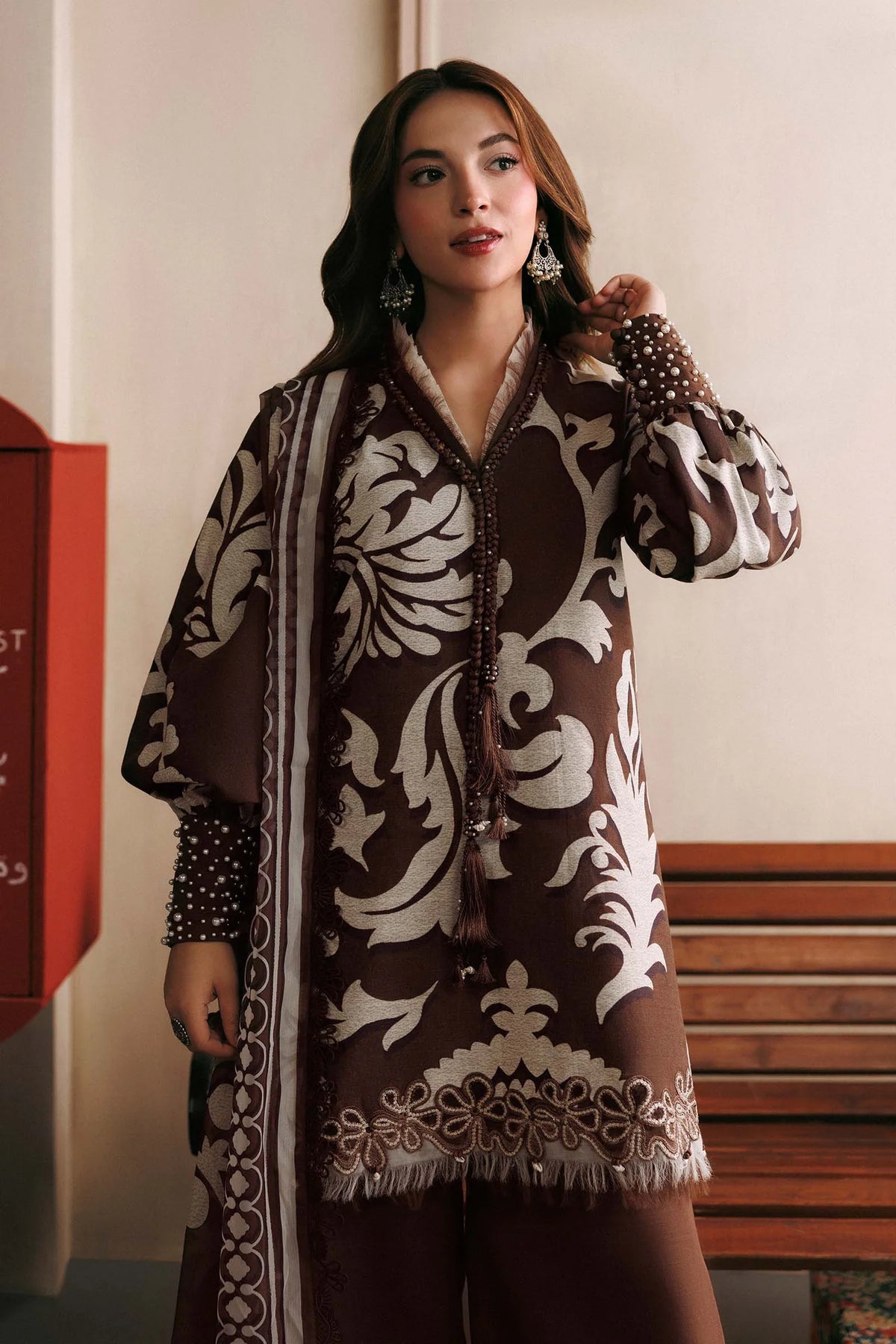 Maria.B M Basics 3 Piece Unstitched Embroidered Slub Khaddar Suit (4A)