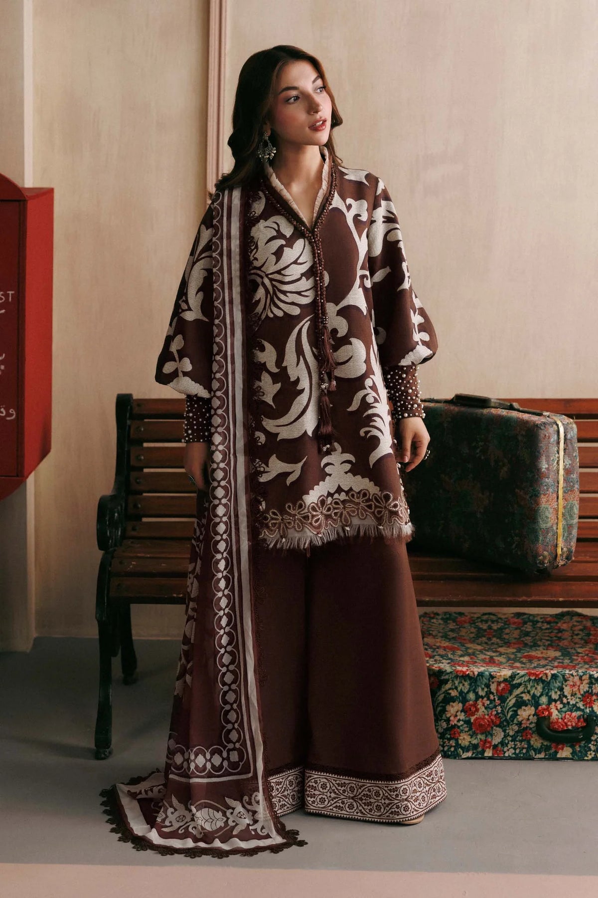 Maria.B M Basics 3 Piece Unstitched Embroidered Slub Khaddar Suit (4A)