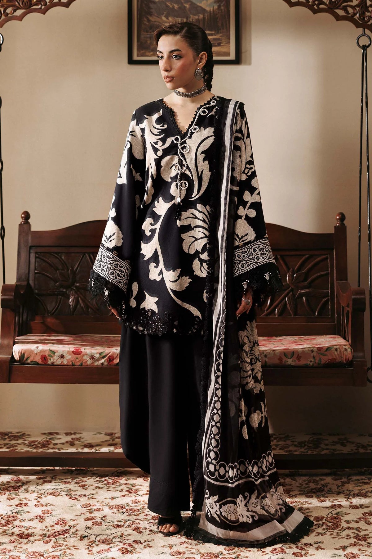 Maria.B M Basics 3 Piece Unstitched Embroidered Slub Khaddar Suit (4B)