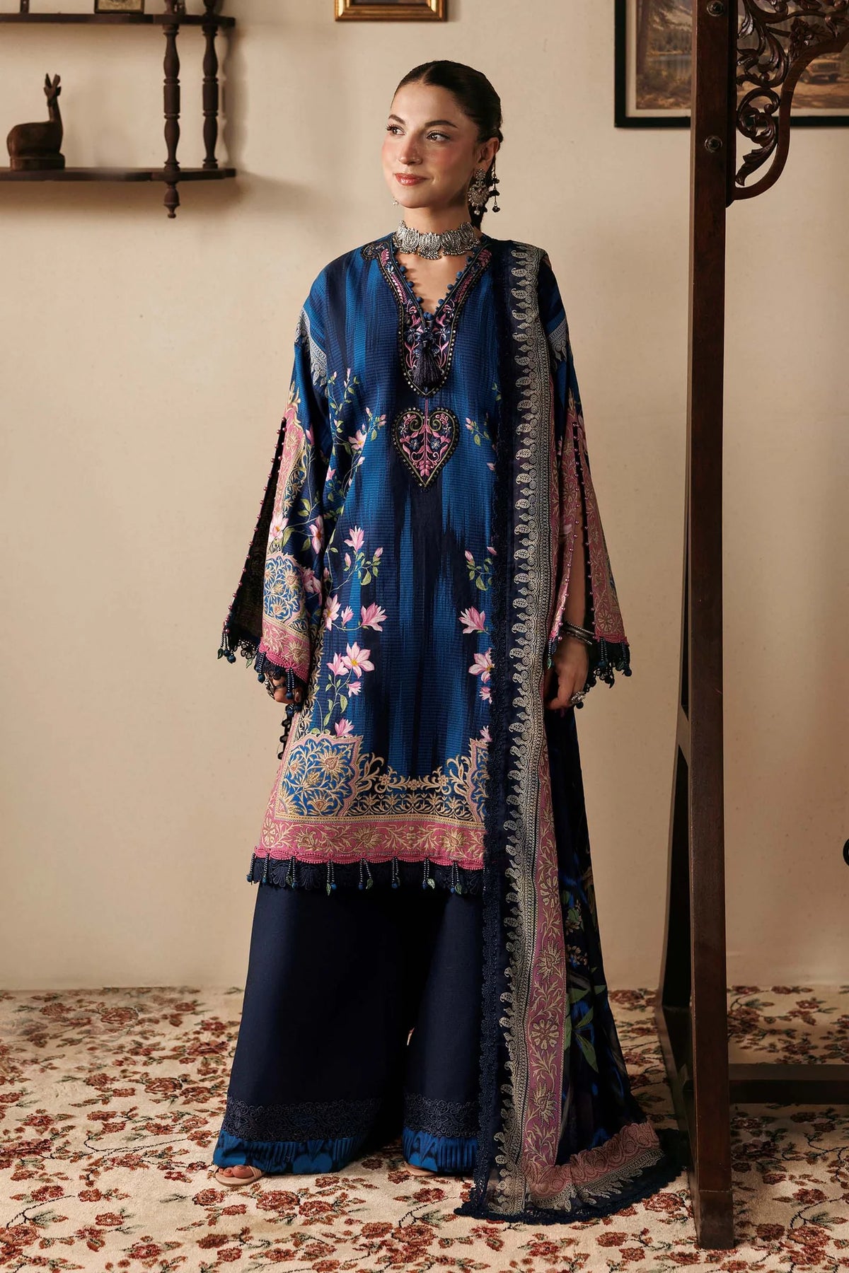 Maria.B M Basics 3 Piece Unstitched Embroidered Slub Khaddar Suit (5A)