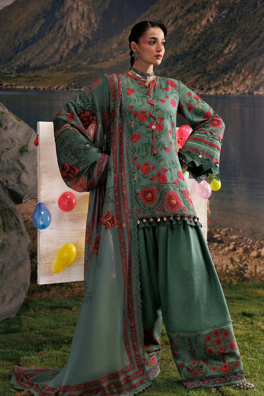 Maria.B M Basics 3 Piece Unstitched Embroidered Slub Khaddar Suit (6A)