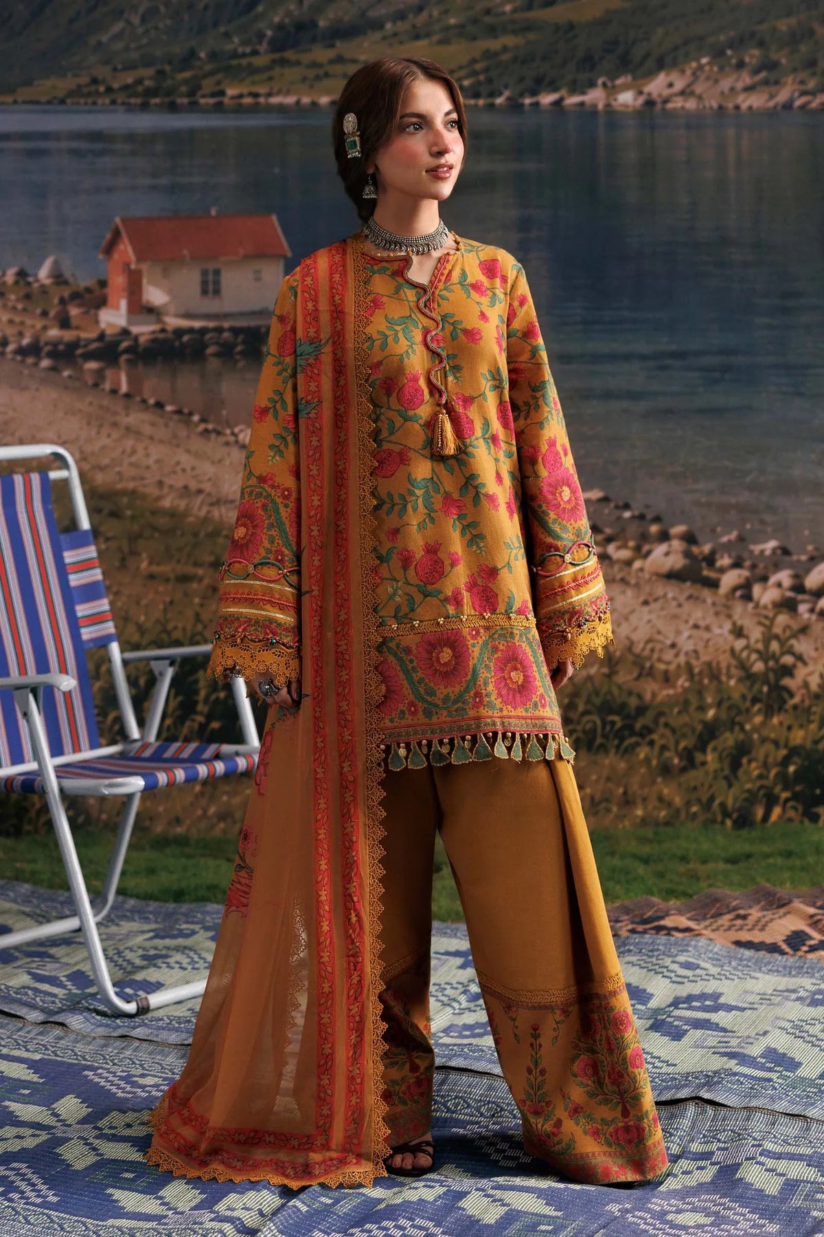 Maria.B M Basics 3 Piece Unstitched Embroidered Slub Khaddar Suit (6B)