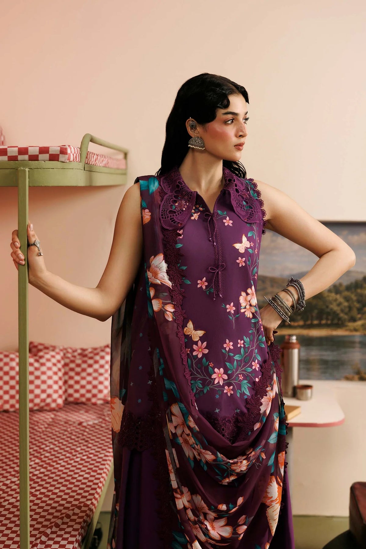 Maria.B M Basics 3 Piece Unstitched Embroidered Linen Suit (7A)