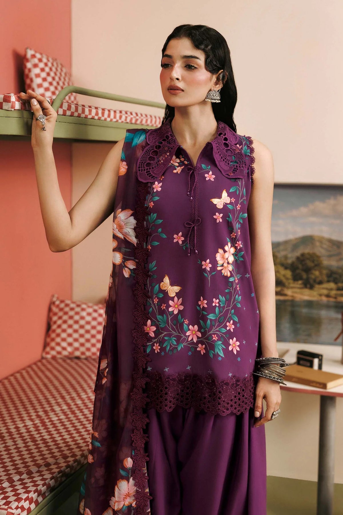 Maria.B M Basics 3 Piece Unstitched Embroidered Linen Suit (7A)