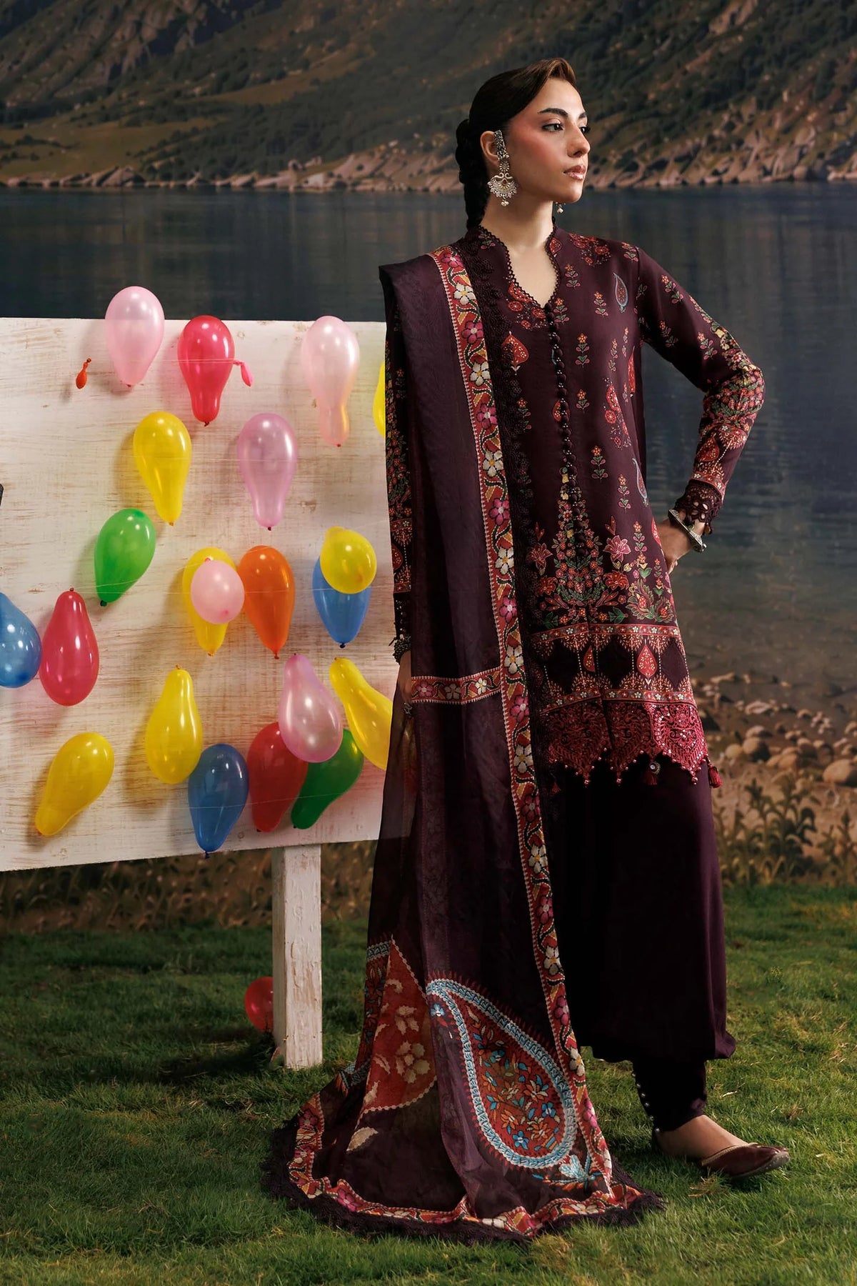 Maria.B M Basics 3 Piece Unstitched Embroidered Linen Suit (9B)