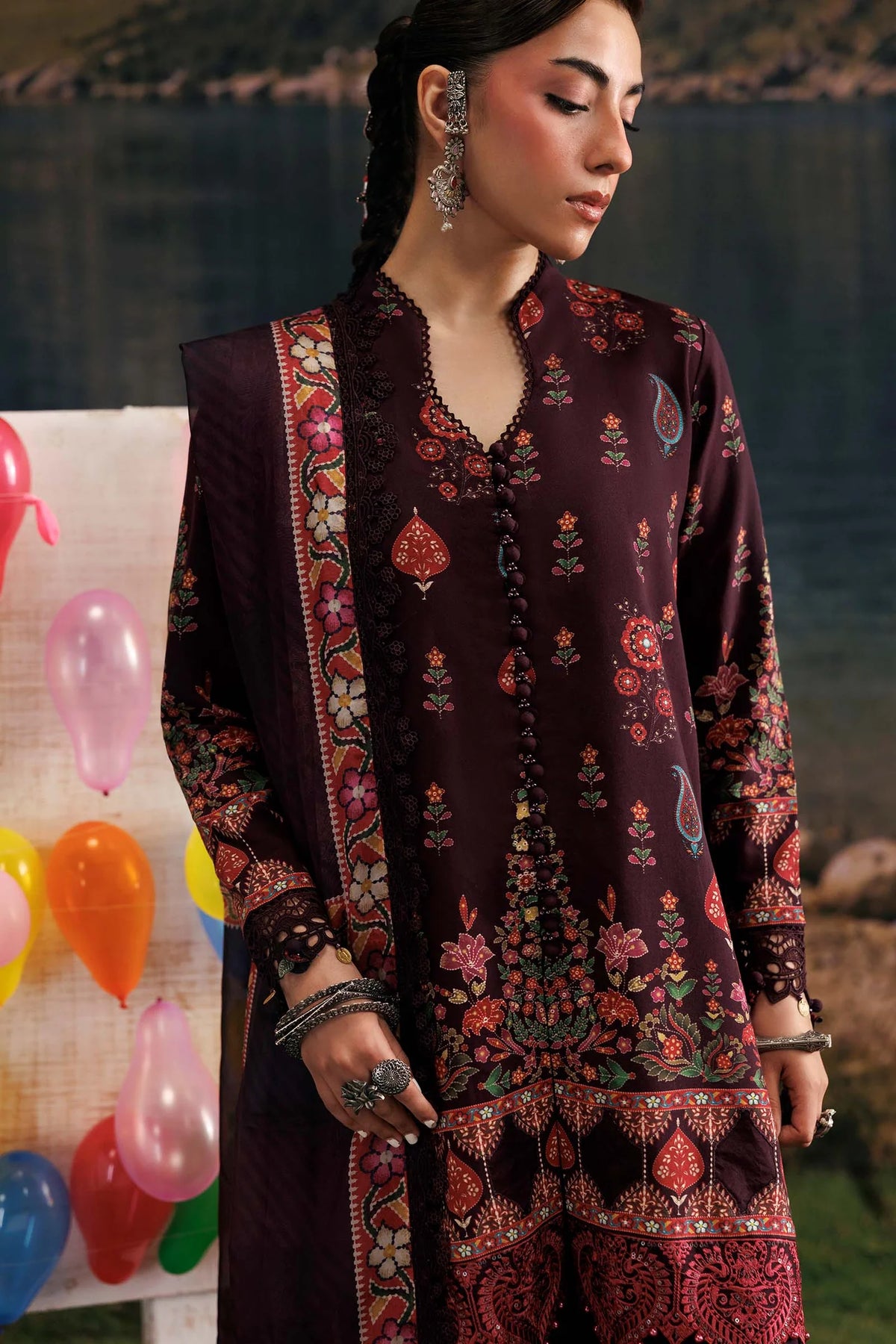 Maria.B M Basics 3 Piece Unstitched Embroidered Linen Suit (9B)