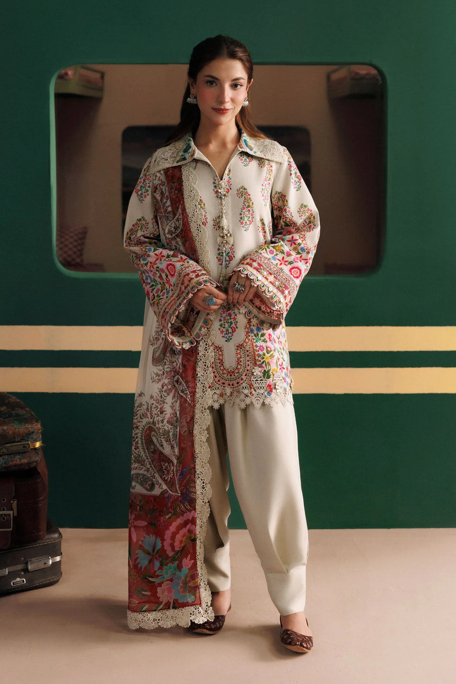 Maria.B M Basics 3 Piece Unstitched Embroidered Linen Suit (10A)