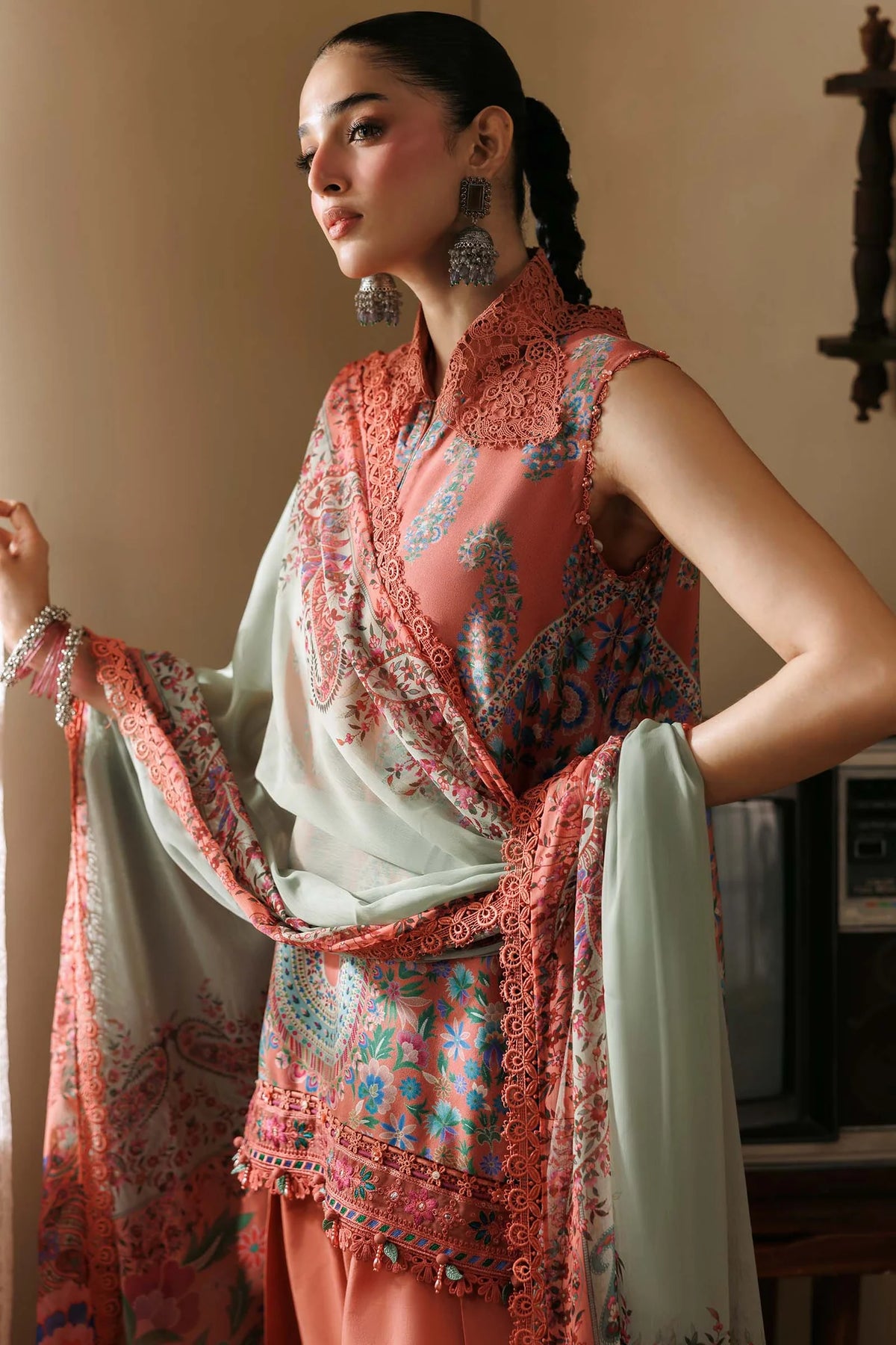 Maria.B M Basics 3 Piece Unstitched Embroidered Linen Suit (10B)