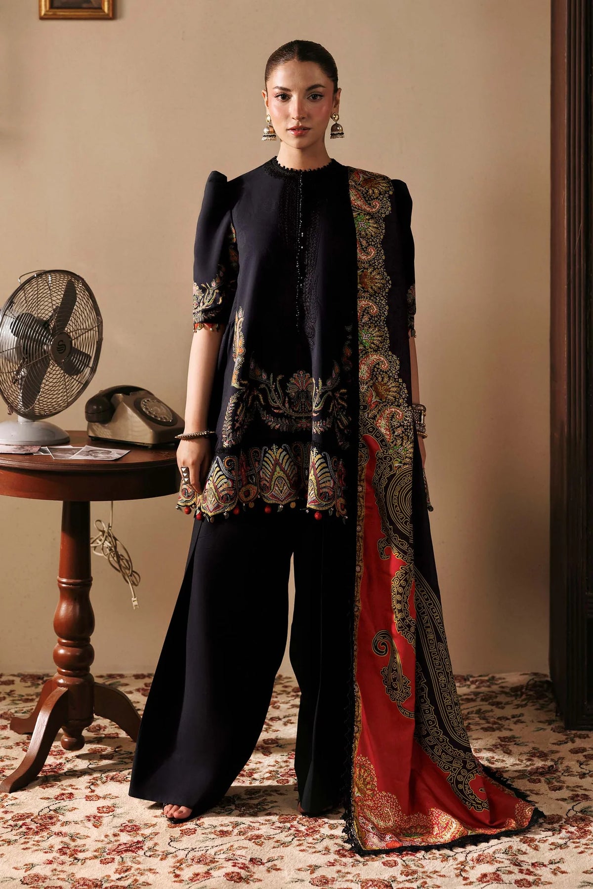 Maria.B M Basics 3 Piece Unstitched Embroidered Linen Suit (11B)
