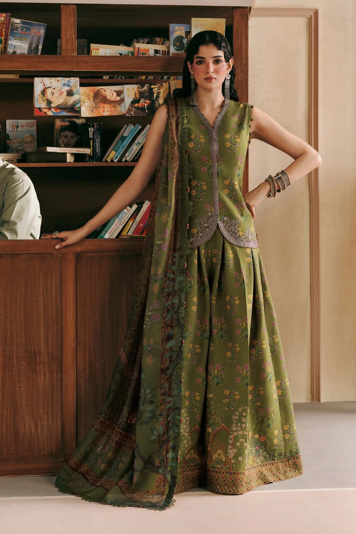 Maria.B M Basics 3 Piece Unstitched Embroidered Linen Suit (12A)