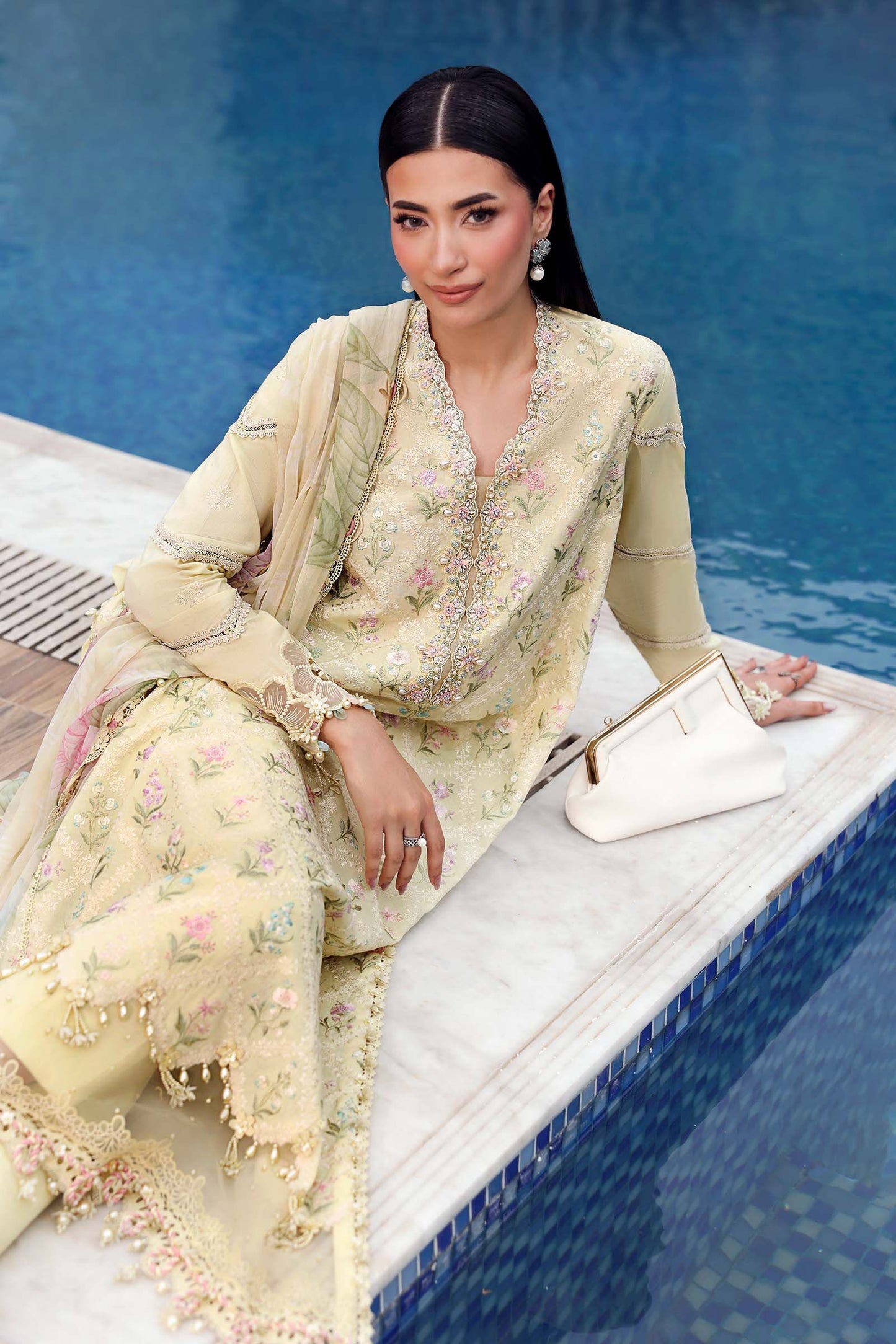 Maria.B M.PRINTS Embroidered Lawn 3 Piece Unstitched Suit – (01A)