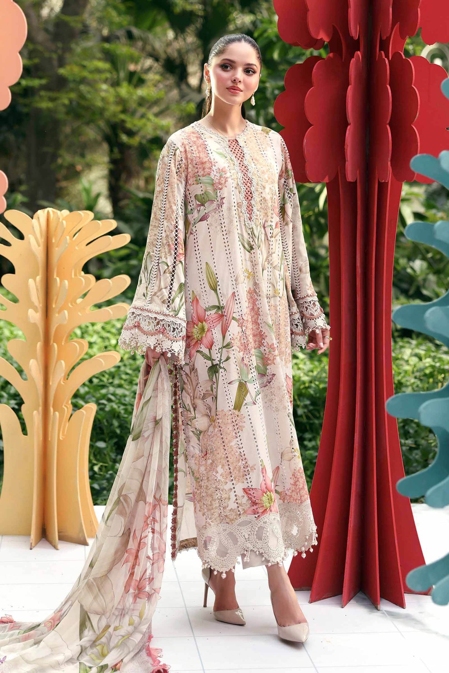 Maria.B M.PRINTS Embroidered Lawn 3 Piece Unstitched Suit – (06A)
