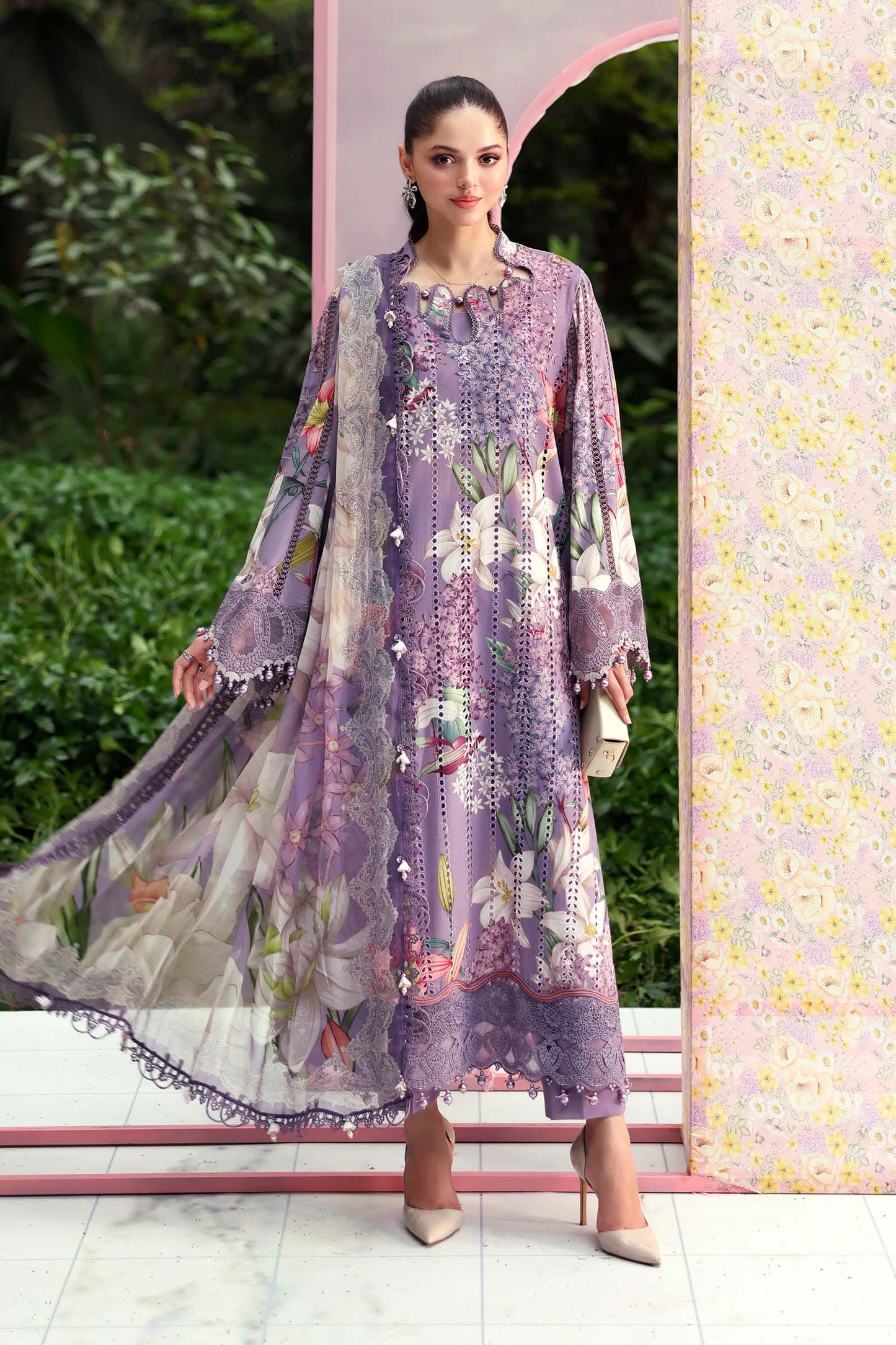 Maria.B M.PRINTS Embroidered Lawn 3 Piece Unstitched Suit – (06B)