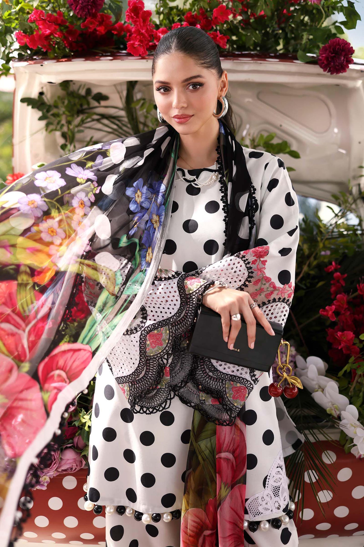 Maria.B M.PRINTS Embroidered Lawn 3 Piece Unstitched Suit – (08A)