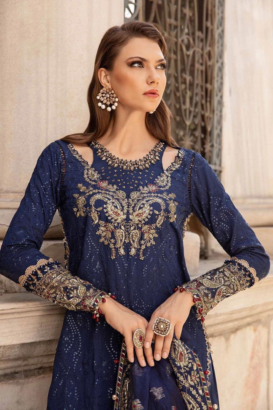 Maria b CST-804 Unstitched Embroidered Cotton Satin
