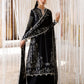 Hussain Rehar by Zun - Embroidered Lawn 3 Piece Unstitched Suit – Black (Meshki)