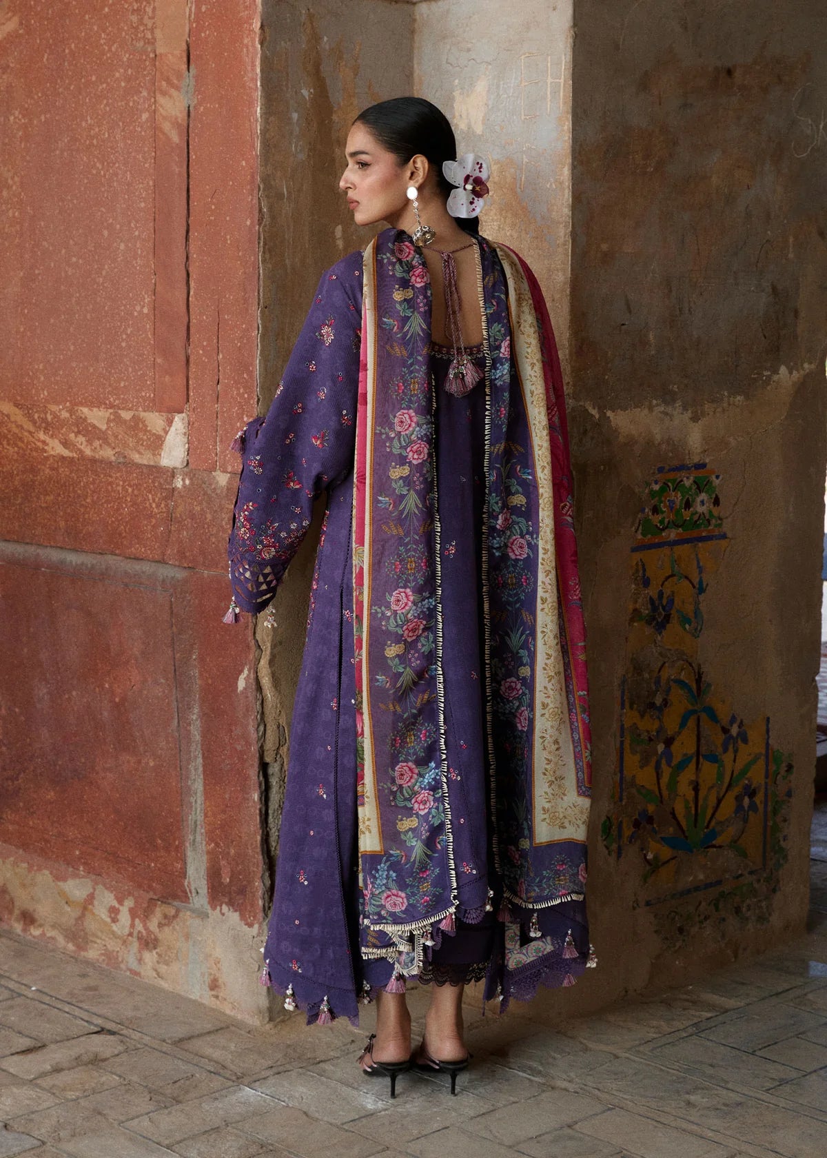 Hussain Rehar by Zun - Embroidered Lawn 3 Piece Unstitched Suit – Purple (Mor)