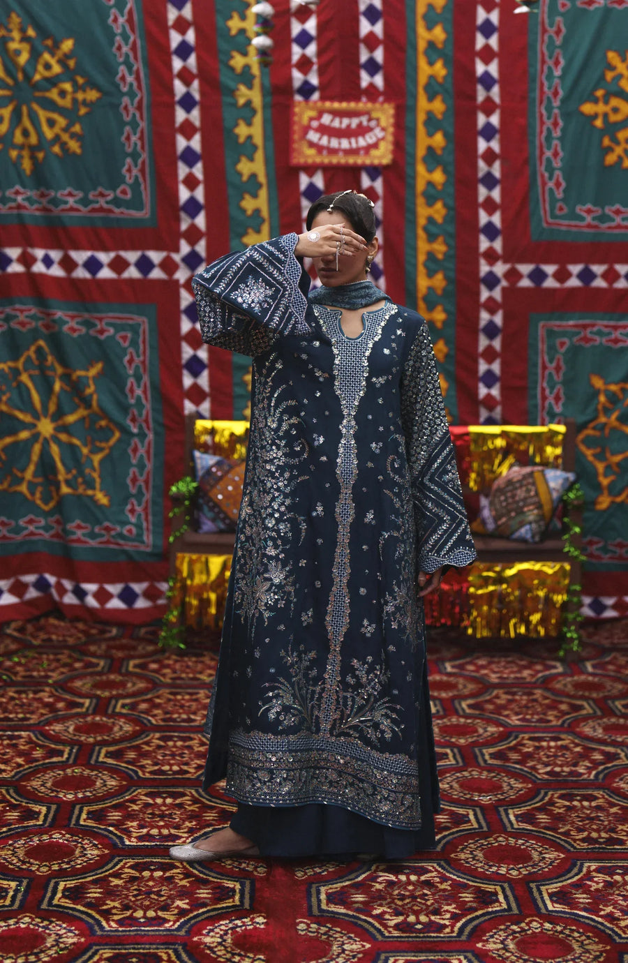 Casual Lite Mubarak Vol-1 Embroidered Silk Viscose Stitched 3-Piece Suit (Neelofar)