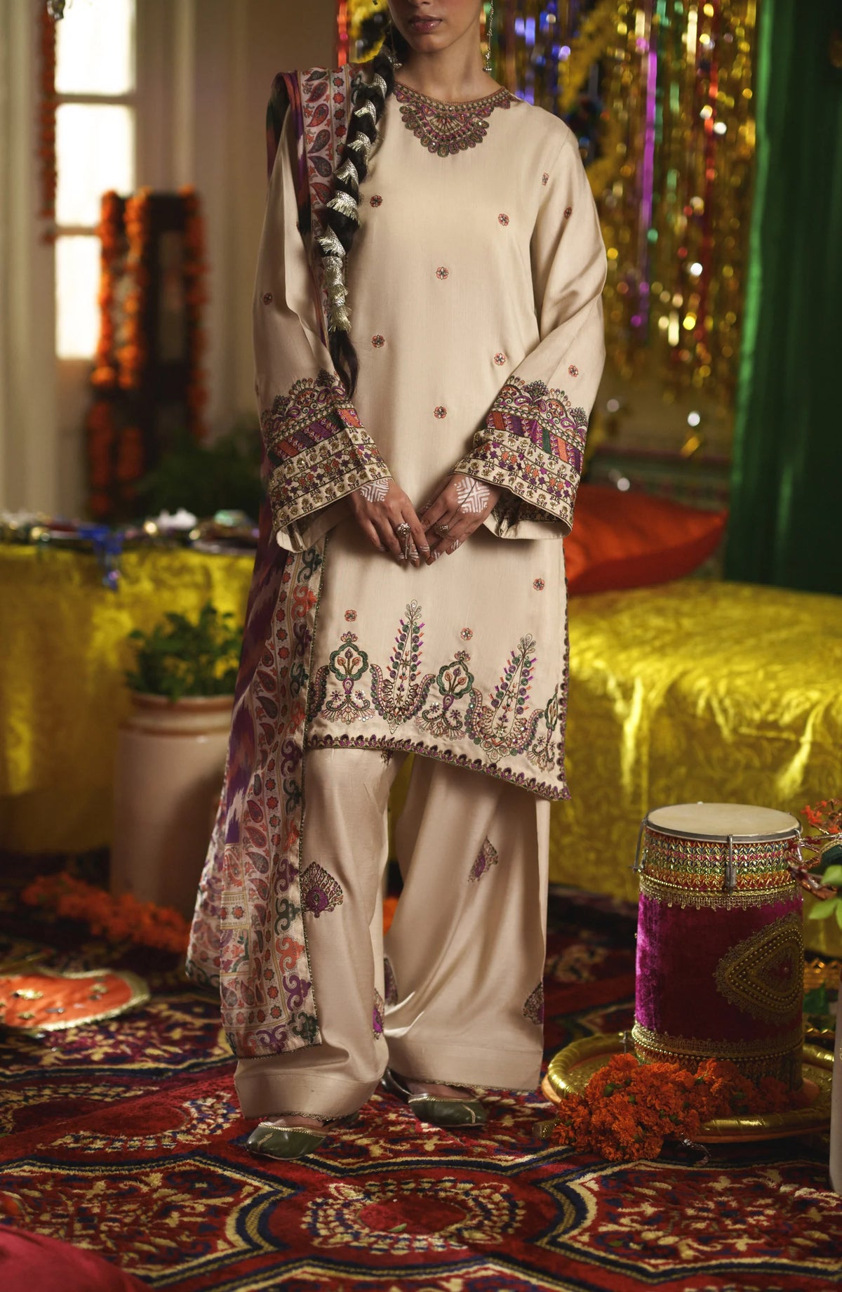 Casual Lite Mubarak Vol-1 Embroidered Silk Viscose Stitched 3-Piece Suit (Sehar)