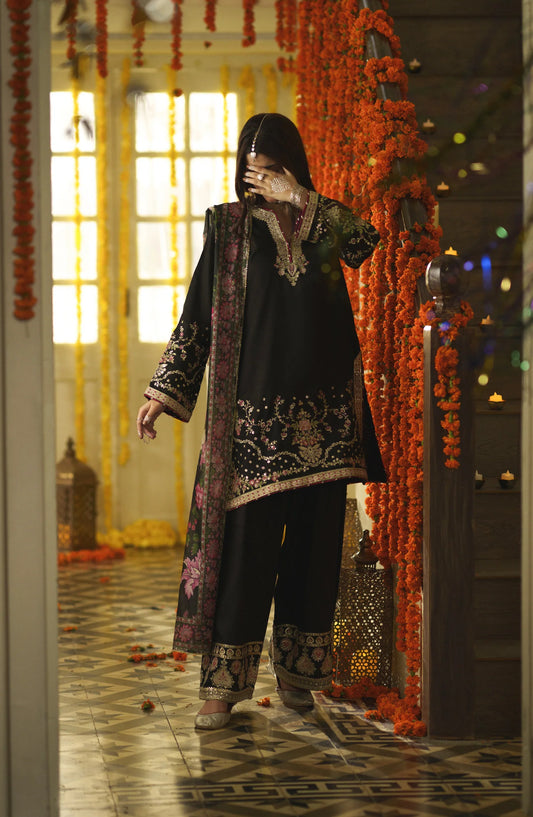 Casual Lite Mubarak Vol-1 Embroidered Silk Viscose Stitched 3-Piece Suit (Zarveen)