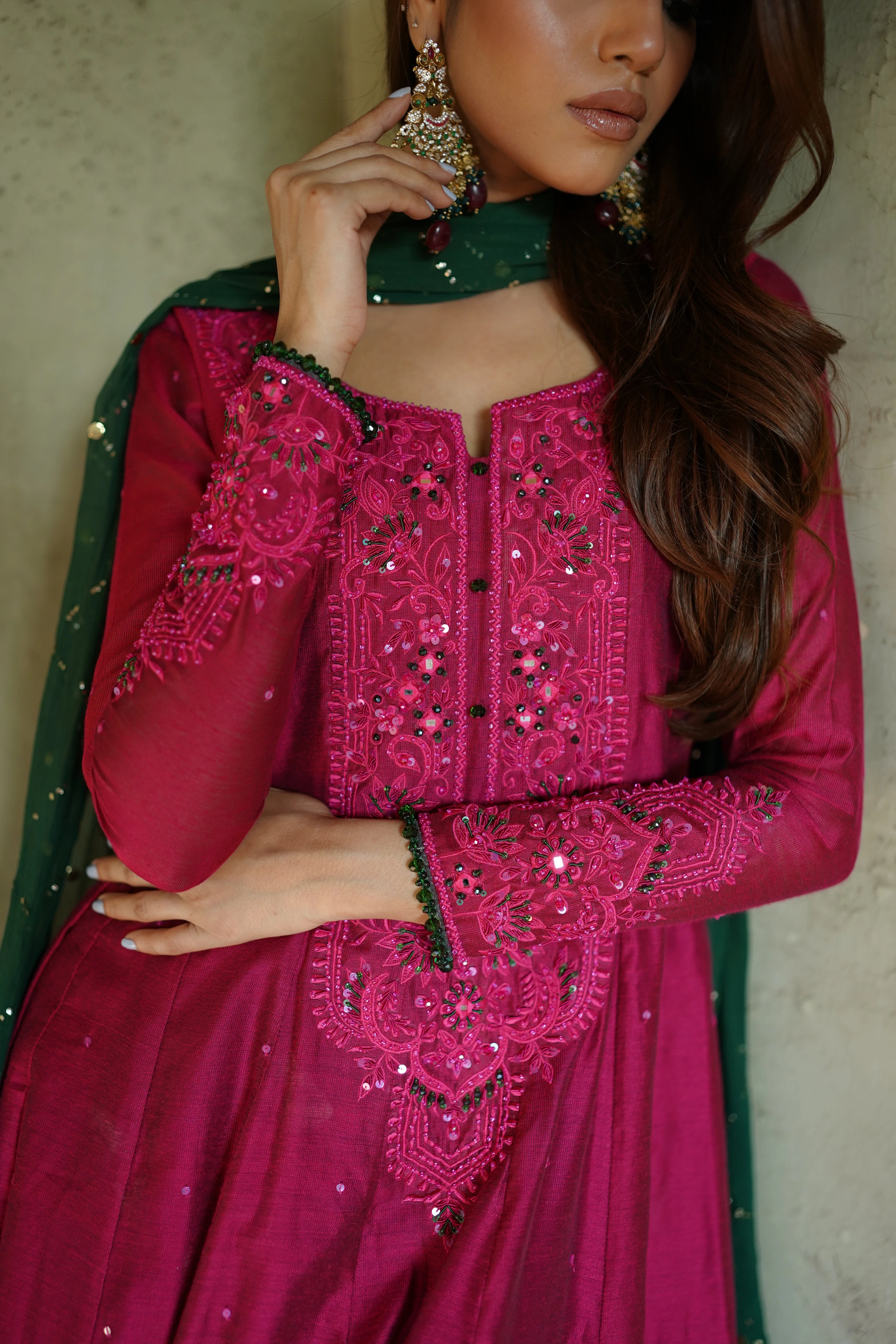 House of siyaab x Amna Ismail ZEBAISH E ZAMANA (PINK DRESS KAMDANI DUPATTA)