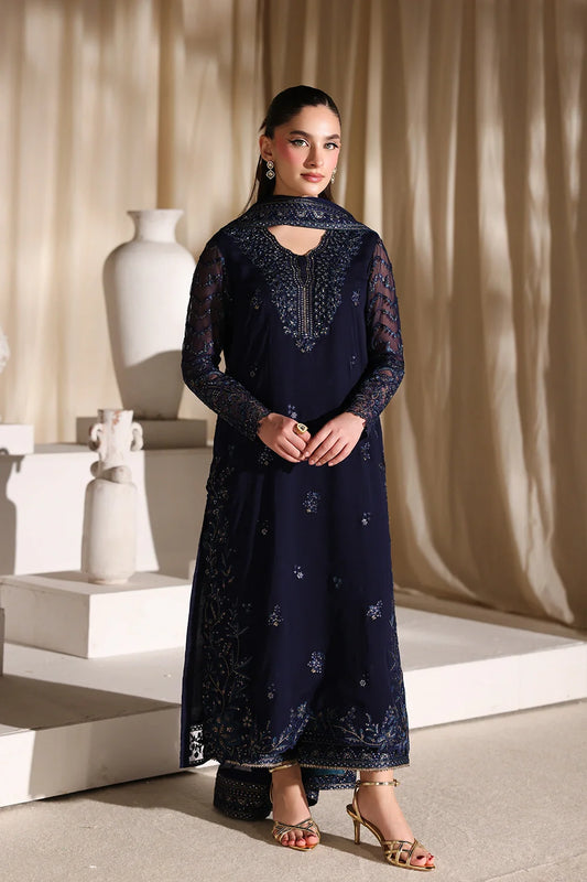 Azure Luxe Embroidered 3 Piece Unstitched Suit (Nova Night)