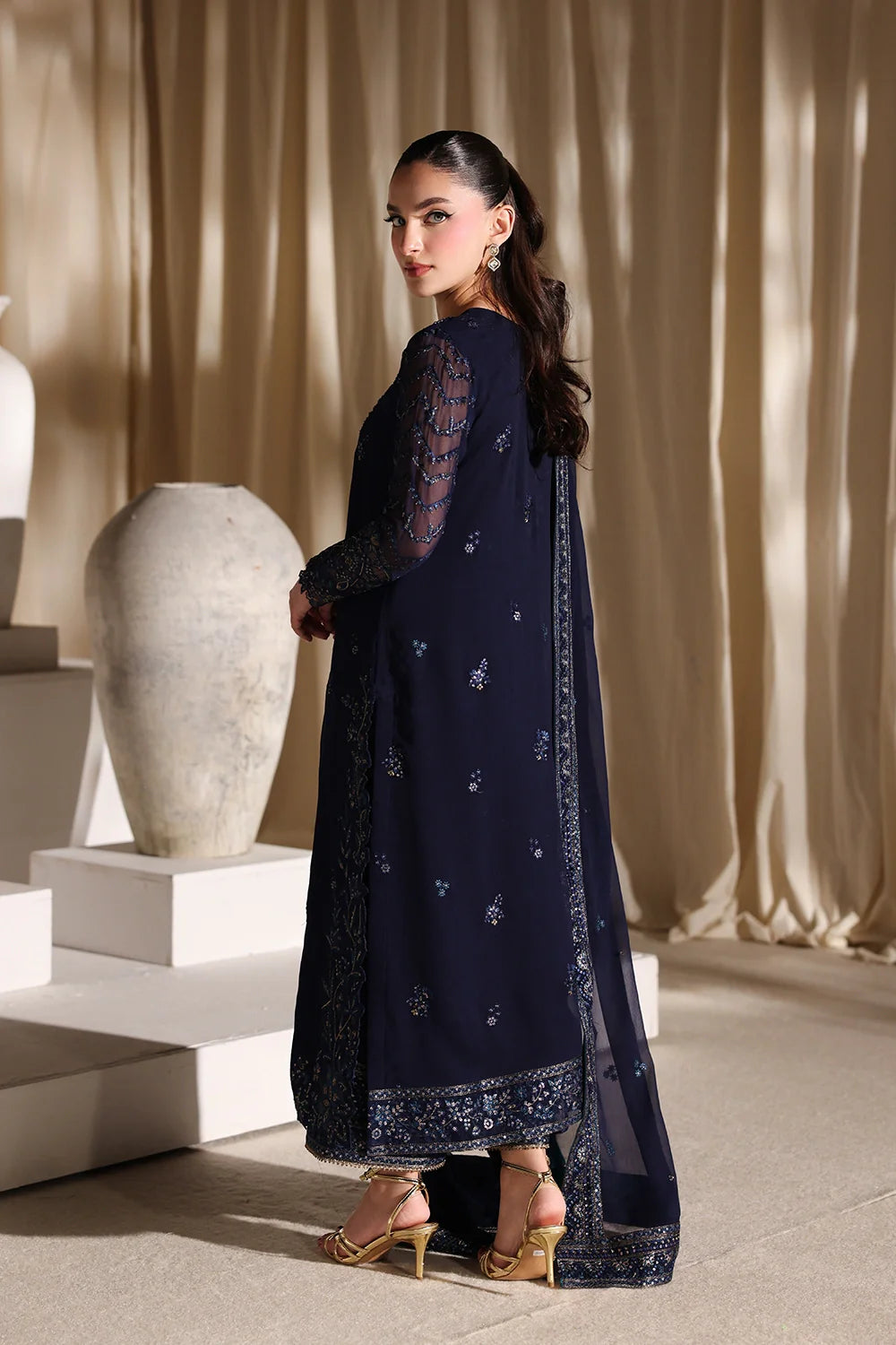 Azure Luxe Embroidered 3 Piece Unstitched Suit (Nova Night)