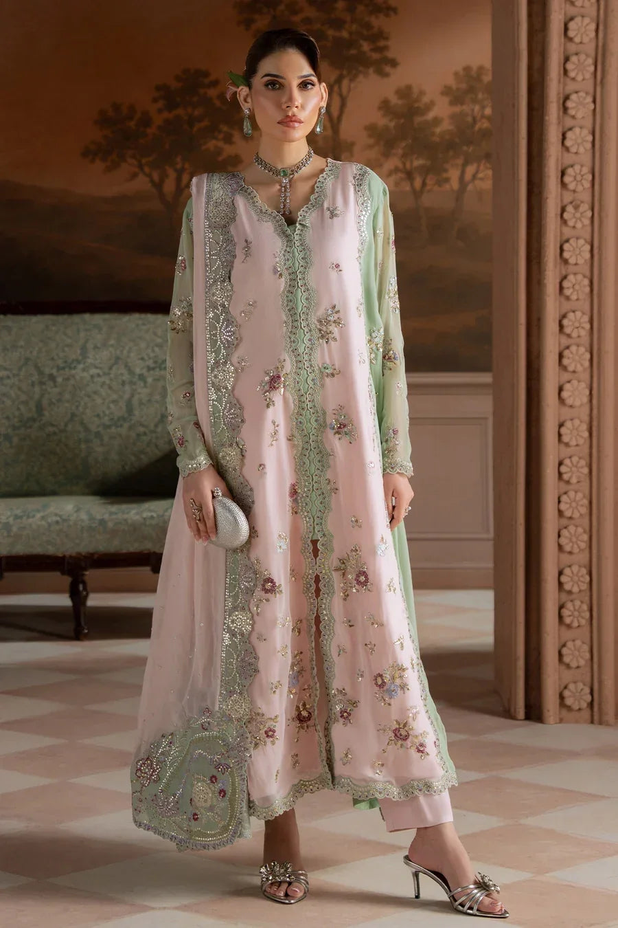 Nureh by Amaya Embroidered Chiffon Unstitched 3-Piece Suit (AM-43)