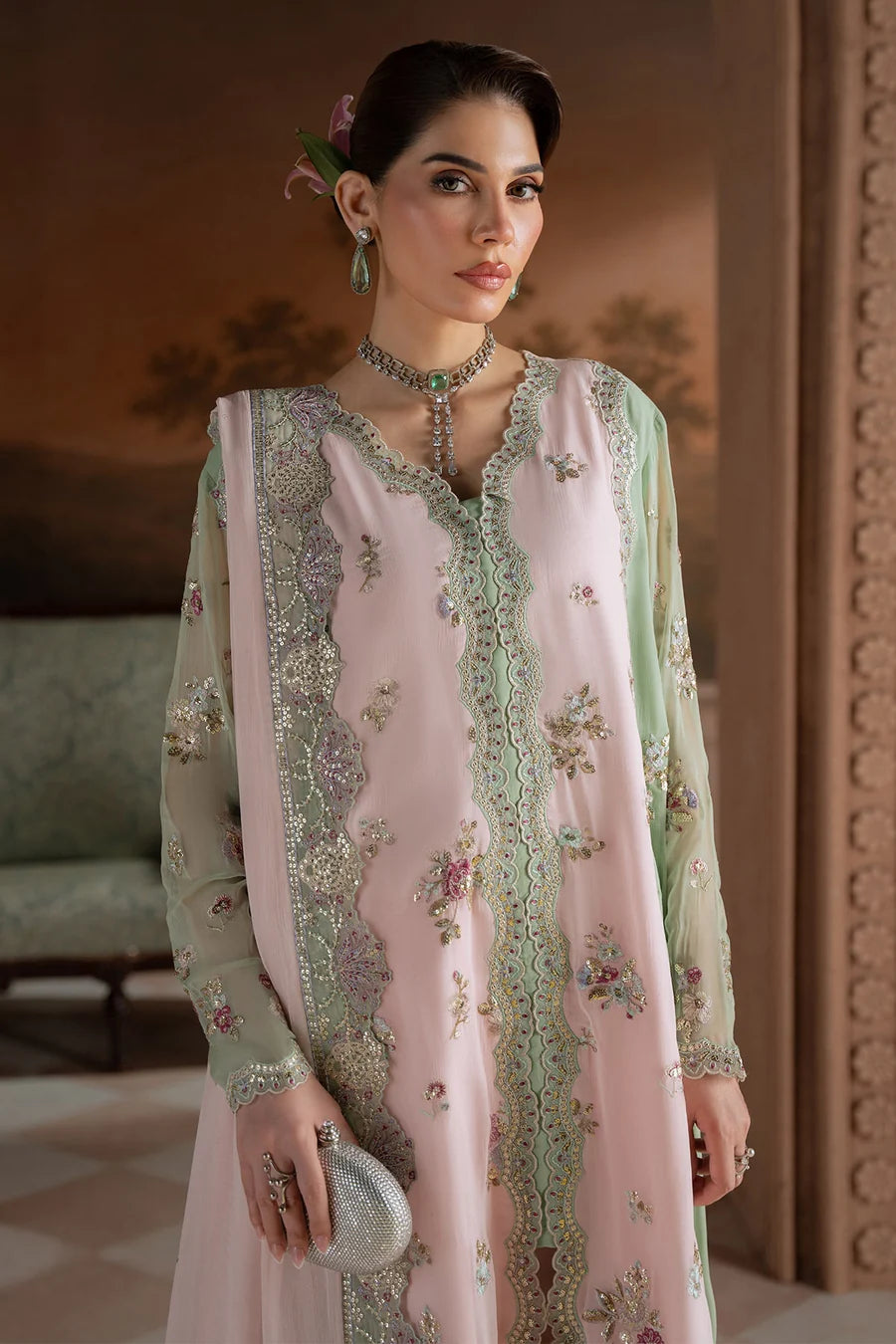 Nureh by Amaya Embroidered Chiffon Unstitched 3-Piece Suit (AM-43)