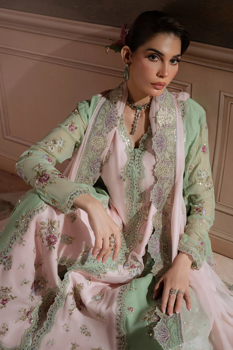Nureh by Amaya Embroidered Chiffon Unstitched 3-Piece Suit (AM-43)