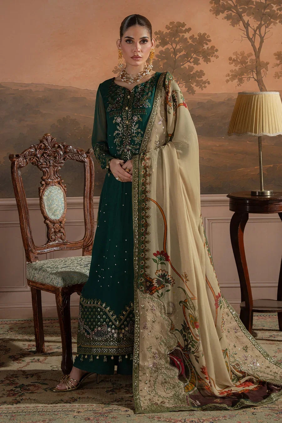 Nureh by Amaya Embroidered Chiffon Unstitched 3-Piece Suit (AM-44)