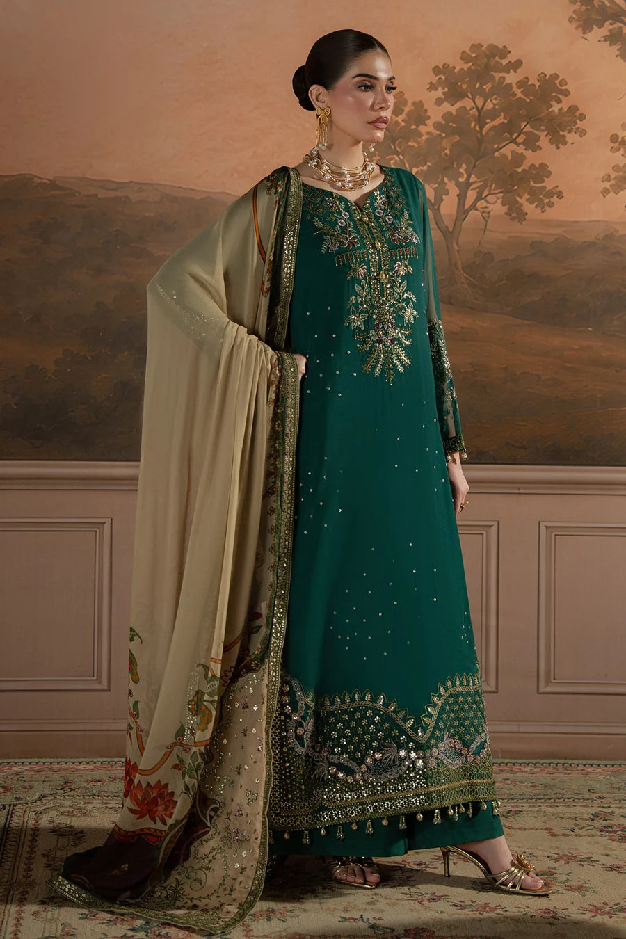 Nureh by Amaya Embroidered Chiffon Unstitched 3-Piece Suit (AM-44)