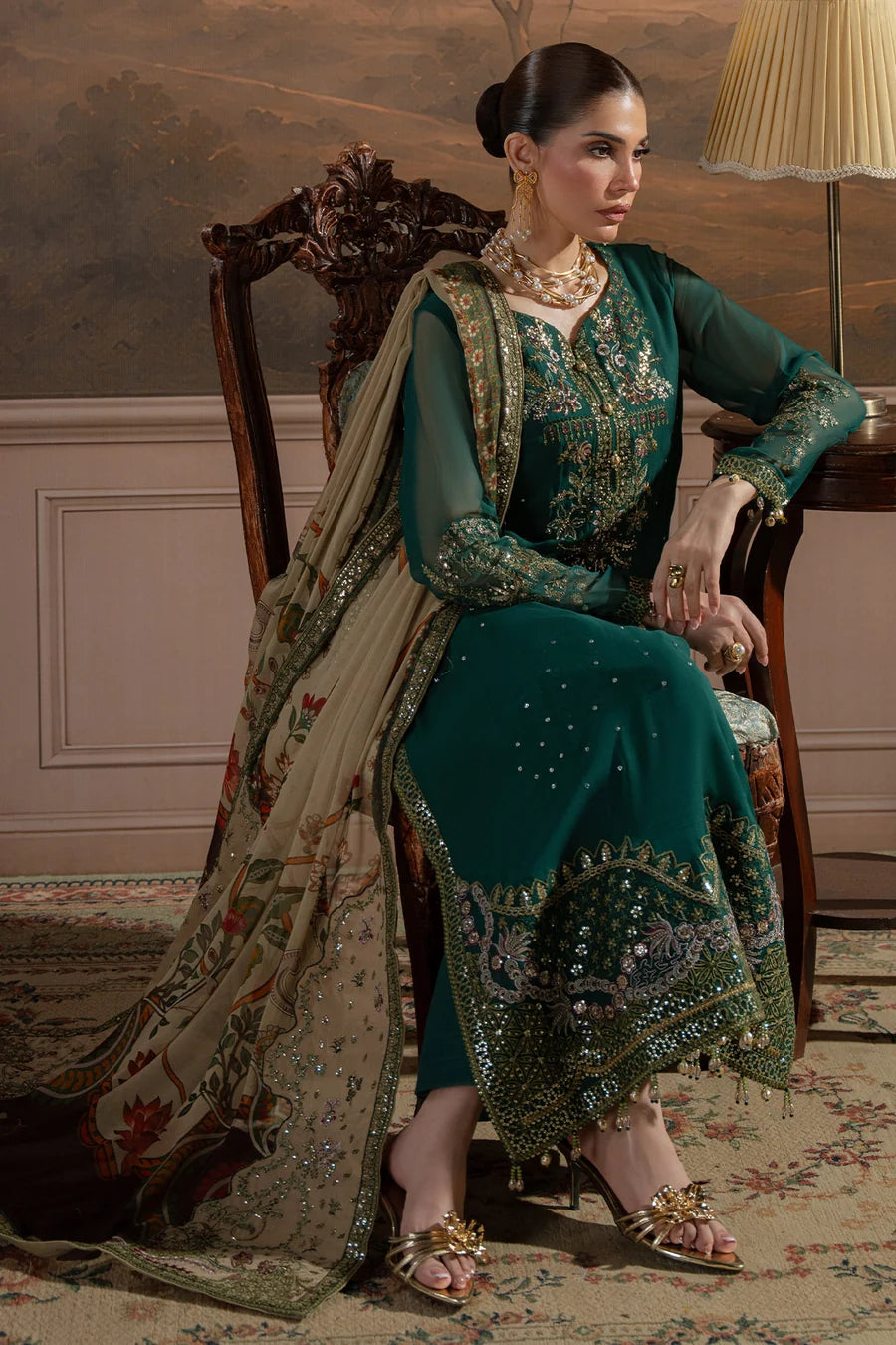 Nureh by Amaya Embroidered Chiffon Unstitched 3-Piece Suit (AM-44)