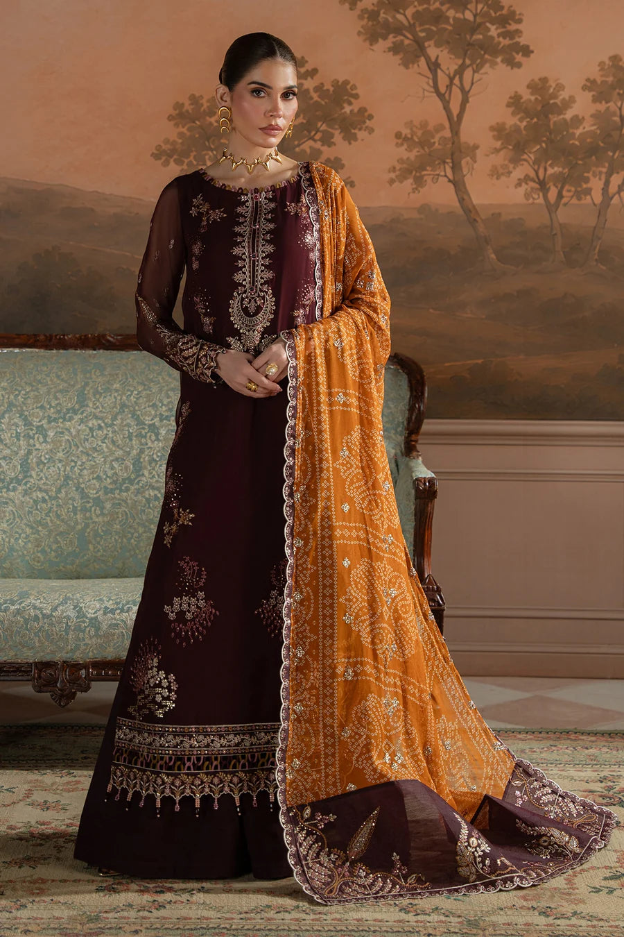 Nureh by Amaya Embroidered Chiffon Unstitched 3-Piece Suit (AM-47)