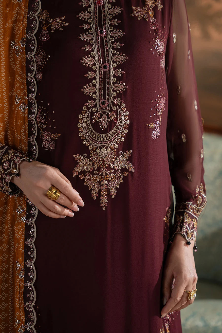 Nureh by Amaya Embroidered Chiffon Unstitched 3-Piece Suit (AM-47)