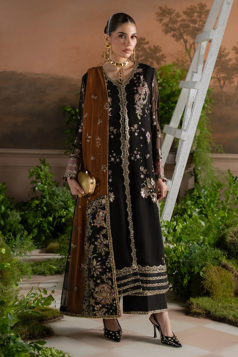 Nureh by Amaya Embroidered Chiffon Unstitched 3-Piece Suit (AM-48)