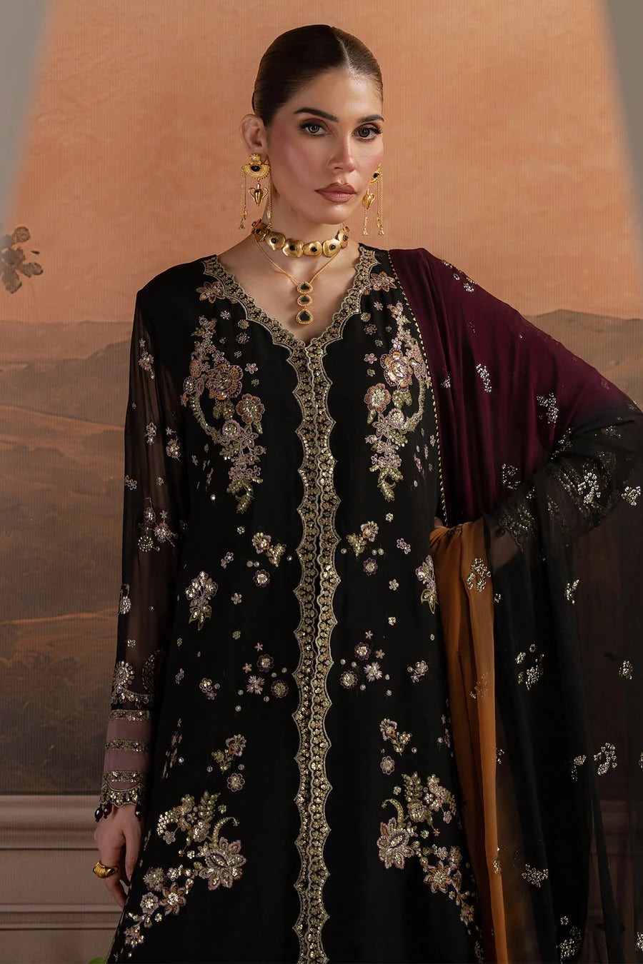 Nureh by Amaya Embroidered Chiffon Unstitched 3-Piece Suit (AM-48)