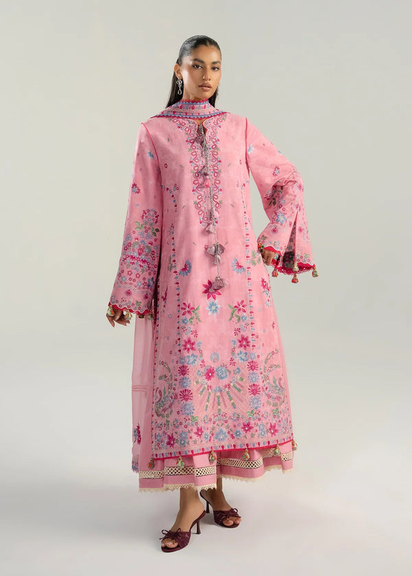 Hussain Rehar by Zun - Embroidered Lawn 3 Piece Unstitched Suit – Pink (Pembe)