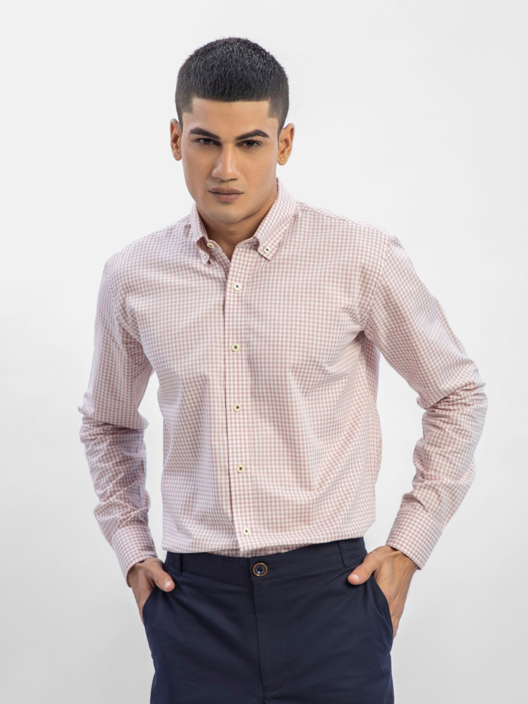 Pink 3512 Gingham Button Down Shirt SS2024