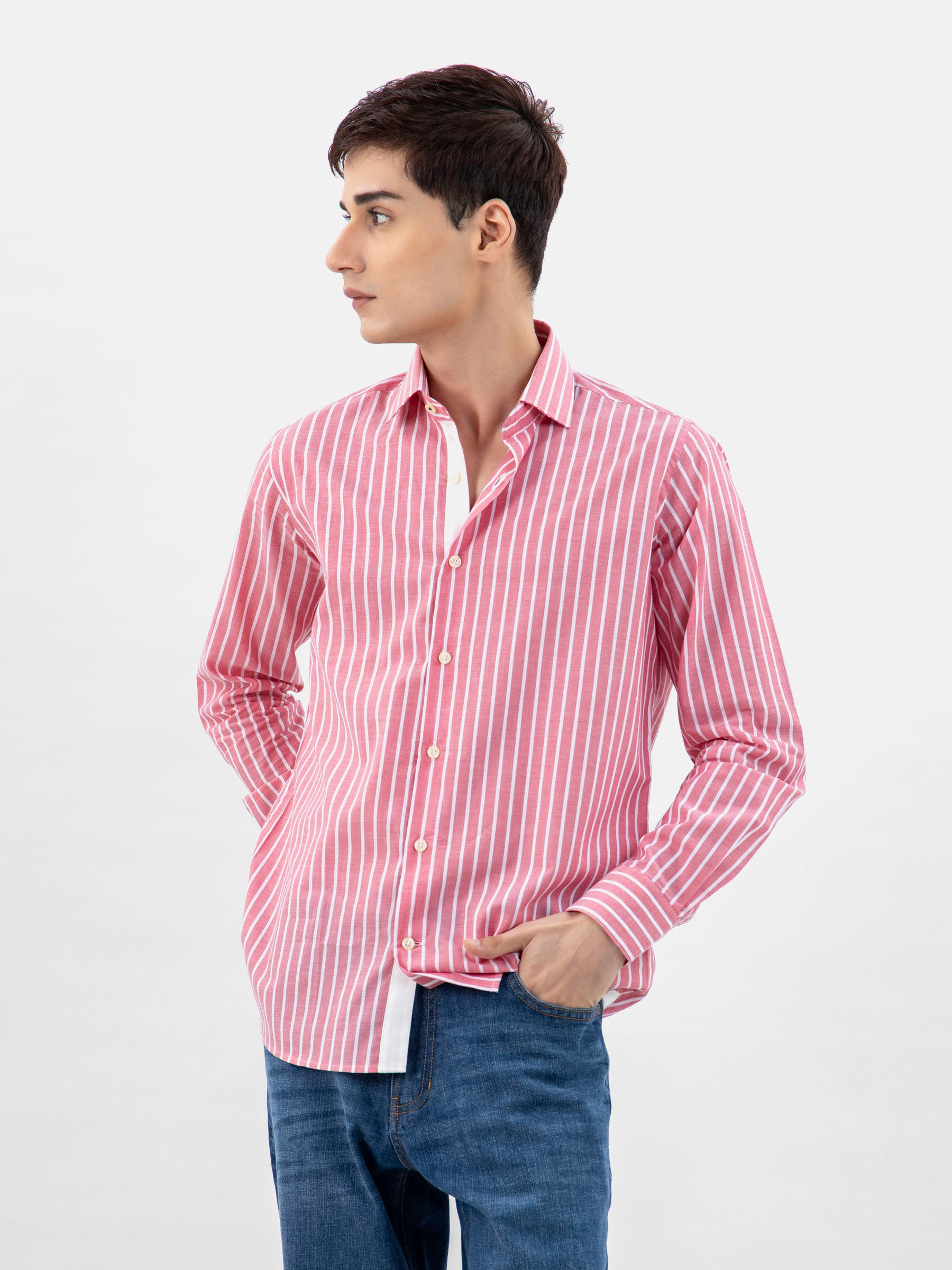 Red 3324 Light Weight Striped Shirt SS2024