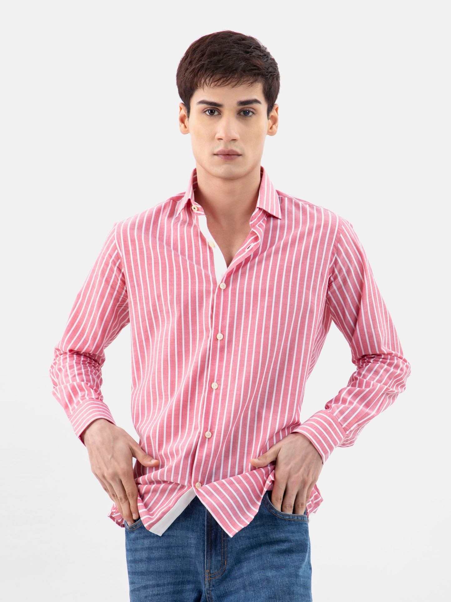 Red 3324 Light Weight Striped Shirt SS2024