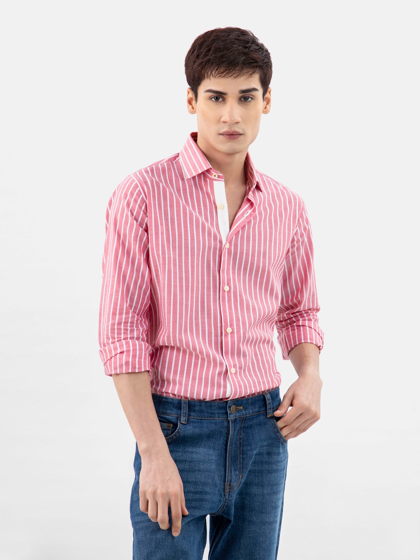 Red 3324 Light Weight Striped Shirt SS2024